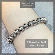 สร้อยข้อมือสแตนเลสแท้ ขนาด 7 มิล เม็ดกลมล้วน คุณภาพสูง Stainless Bracelet By Gray & Gold Jewelry [BL