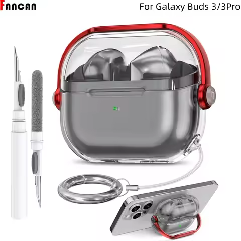 For Samsung Galaxy Buds 3/Buds 3 Pro Case Clear Cover Compatible with Cleaner with Keychain For Sams