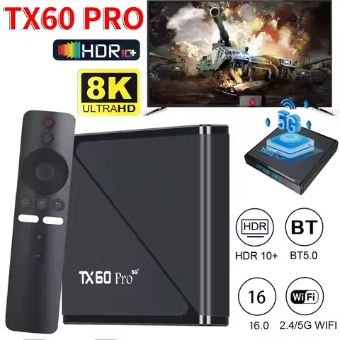 Android 16 Smart TV Box TX60 Pro 16G 256G Media Player 14K 2.4G/5G Dual WiFi Set Top Box WiFi6 Mali-