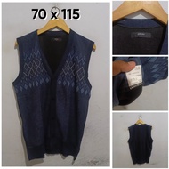Petrichor Navy Argyle V Neck Vest Size L Men Unisex Knit VestWanita