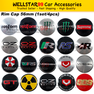 1Set/4Pcs Stickers 56mm Sport Rim Wheel Cap Sticker Logo Emblem 1