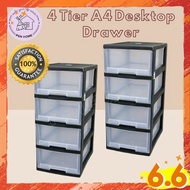 4 Tier A4 Desktop Drawer Organiser Storage Box Laci Plastik - Toyogo