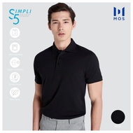 MOS เสื้อโปโลชาย คอปกแขนสั้น รุ่น SIMPLI5 Cool Mode ประหยัดไฟเบอร์ 5 ยับยากไม่ต้องรีด SPB001-BKB01 ด