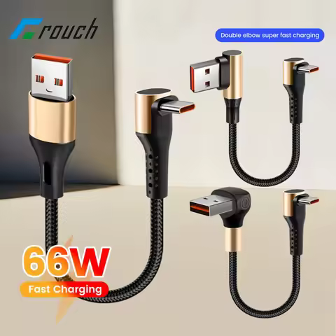 0.15M 0.25M 0.5M Short USB C Cable 66W Double Elbow USB A To Type C Fast Charging Cable for iphone 1