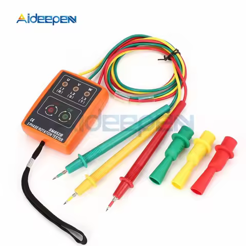 AC 60V-600V SM852B 3 Phase Rotation Tester Digital Phase Indicator Detector LED Buzzer Phase Sequenc