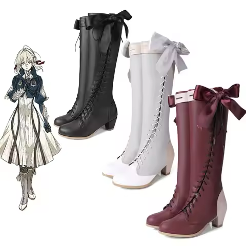 Violet Evergarden Anime Characters Shoe Cosplay Shoes Bow Pu Loli Boots Halloween Party Costume Wome
