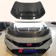 For Honda Civic FL5 Type R Carbon Fiber Vented Cooling Front Bumper Hood Bonnet