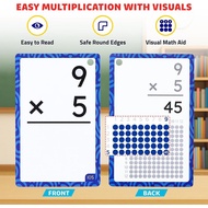 JoyCat Multiplication Flash Cards + Chart- 156 Hole Punched Math Game Flashcards for Kids Ages 8 and