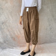  Celine Pants - Women's Linen Joger Pants Long Cargo Pockets 7/8 Elastic Waist