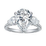 FSN7 Customized Wedding Ring Pear 9x13mm 5CT Moissanite Gold Plated 925 Sterling Silver Moissanite R