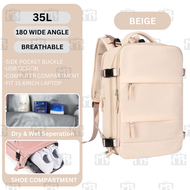 MR 15.6/16.1 Inch 35L Large Travel Backpack Woman Backpack Travel Beg Galas Belakang With Shoe Compa