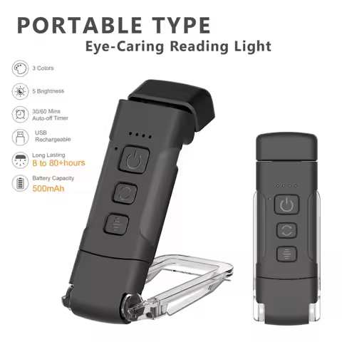 Reading Lights for Books in Bed Portable Clip-on LED USB Rechargeable Lamp Eye-protection in 5 Brigh