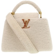 Like New Louis Vuitton Capucines BB Shearling M21089 Lamb Fur Leather White Handbag LV 0238 [Pre-own