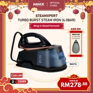 [TempGuard ZeroBurn Technology] MMX SteamXpert 9007G: 2400W 6-Bar 300g Turbo Burst Anti-Bakar Steam 