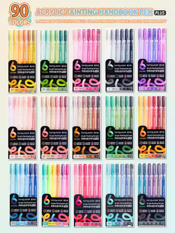 Languo 6/24/36/54/72/90 colors Acrylic Painting Handbook Pens Multi-Color Gel Pen Student Neutral Pe