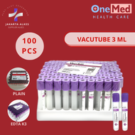Tabung Darah Vaculab EDTA K3 3ml 3cc Glass OneLab OneMed ISI 100 PCS