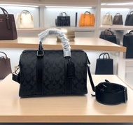 Coach CT840 男女經典logo帆布印花GOTHAM 24 斜挎波士頓行李包