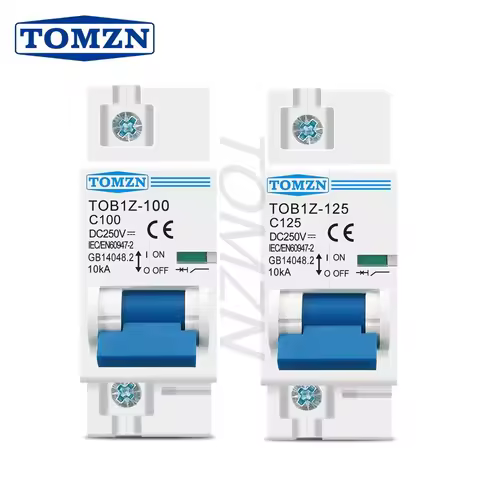 TOMZN 1PCS 1P DC MCB 80A 100A 125A 250V Circuit Breaker FOR PV System C-type Curve MCB Battery Main 
