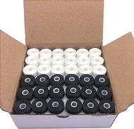 YEQIN 144pcs L Style Prewound Embroidery Bobbins for Brother, Babylock, Janome Embroidery Machines etc - White + Black Sideless