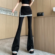 Women's Flared Pants Women's High Waist Flared Pants with Lace Trim [CODE: MN60982025 ]
