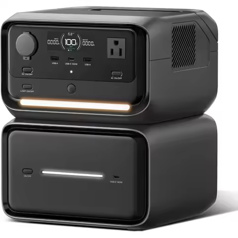 Portable Power Station 858Wh LiFePO4 Battery 1200W AC Outlets UPS Quiet Operation Expandable Capacit