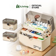 U-Living P3K 3-Tier Portable Medicine Box Transparent Multifunctional Storage Box DSO011