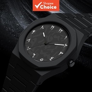 Men's Silicone Strap Watch, Jawi Arabic Numeral Dial, Casual Sporty Design  Jam Tangan Lelaki Tali S