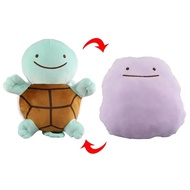 Plush Anime Pokemon 20cm, Bantal Kusyen Boleh Dibalik, Mainan Plushie Ditto Transform Squirtle, Hias