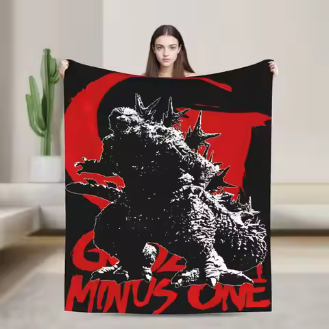 Godzilla Minus One Flannel Blanket Super Warm Throw Blanket for Bedroom Camping Print Bedspread Sofa