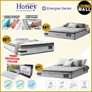 Living Mall Honey 11"/15" Energise Series Anti-Static 7-Zone Pocket Spring Mattress - All Sizes