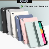 KENKE เคส iPad ซิลิโคน TPU นิ่มพร้อมช่องใส่ดินสอสำหรับ iPad 2024 Air 13 นิ้ว iPad Pro 11 นิ้ว 5th Gen iPad Pro 12.9 Pro 13 นิ้ว Air 4 air 5 Air 3 เคสไอแพด gen10 เคส ipad gen 9 gen 8 gen 7 case ช่องใส่ดินสอขวา ฟังก์ชั่นปลุกการนอนหลับอัจฉริยะ