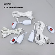 2m/4m E27 Extension Cord with Switch LED Bulb Socket Adapter Screw Holder US Plug  SG12L4