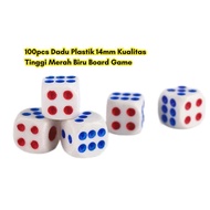 MERAH 100pcs Red Quality Plastic Dice Highbiru BR384 Board Game 14mm