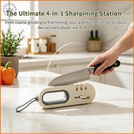 [LS]  Sharpener 4-in-1 White Grey Multi-Function Wide Application Sharpening Tool for  Scissor Kitch
