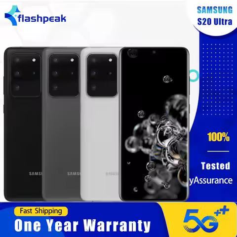 Original Samsung Galaxy S20 Ultra 5G G988U1 G988B 5G Mobile Phone NFC eSIM 128GB 6.9" 120Hz 108MP+48