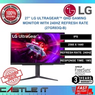 LG UltraGear 27" 27GR83Q 2K 240HZ 1MS IPS QHD Gaming Monitor (27GR83Q-B) G-Sync FreeSync