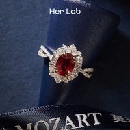 Her Lab Jewelry | Genuine Ruby S925 Silver Diamond Ring 1.5ct Original GRA 100% Passed Diamond Selec