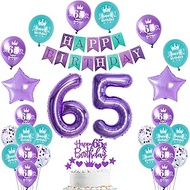 Balloon 65th Birthday Fruaen Decoration Purple, Birthday Decoration 65 Years Fruaen Balloon, Giant F