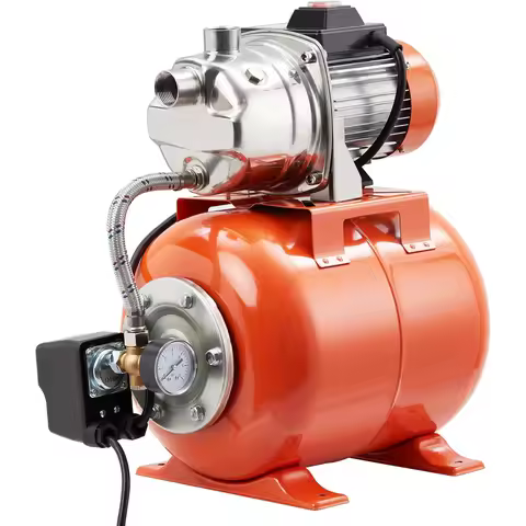 1HP Shallow Well Pump With Pressure Tank, Water Transfer Pump 115V, Stainless Steel Irrigation Pump