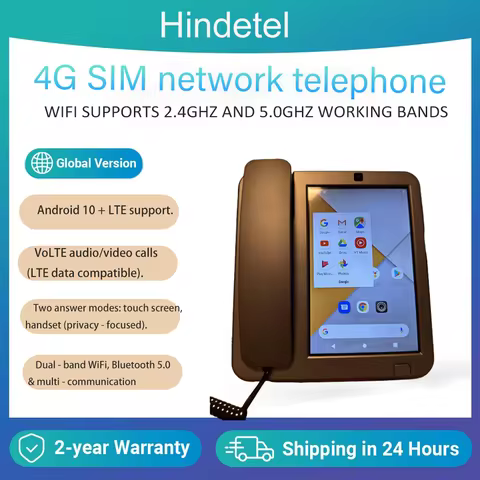 Hindetel 4G 8inch touch screen andriond 10 play store 2+16GB landline telephone with wifi sim card s