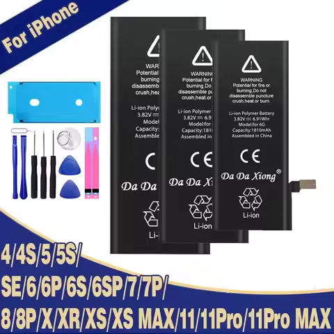 DaDaXiong Capacity Battery For iPhone 4 4S 6 6S 7 8 Plus SE X XR Xs 11 Pro Max Replacement 0 Cycle B