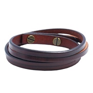 Retro Style Double Circle Cowhide Bracelet Men Fashion Jewelry Simple All-Match Rock Style