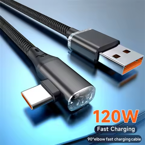 120W Super Fast Charging Elbow Cable for Game, USB Type C Data Cord for Xiaomi 14 Redmi 13 POCO X6 H