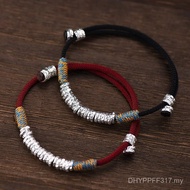 Men Women Style Bracelets Couples Handmade Pure Silver Benming Year Transport 999 Plates Twisted Red