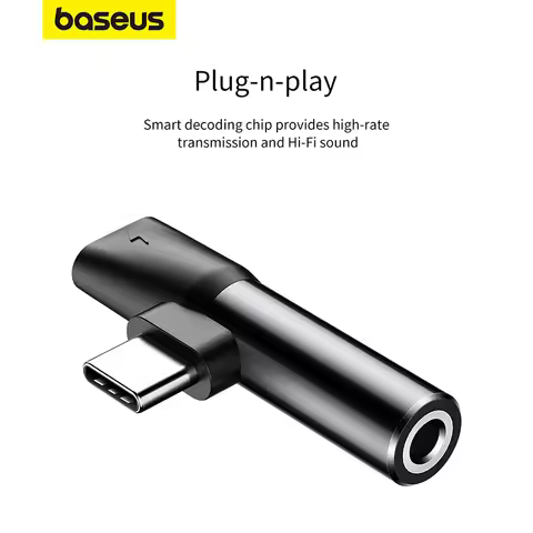 Baseus 2 in 1 Usb Type C Converter To 3.5mm AUX Jack Audio Adapter for Xiaomi for Huawei USB C Audio