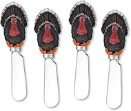 UPware 4-Piece Turkey Hand Painted Resin Handle with Stainless Steel Blade Cheese Spreader/Butter Sp