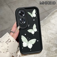 MHKEID Casing Hp Untuk OPPO A60 Case Pola kupu-kupu Silikon Softcase Kesing HP Casing pencegahan jat