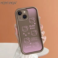 เคส Hontinga สำหรับ Iphone 15 Pro Max 11 12 13 14 Pro Max Plus เคสมินิน่ารัก Hello Kitty แบบออริจินัลบันไดซิลิโคนนิ่มปกป้องกล้องเคสยางกันกระแทกฝาครอบด้านหลังเคสโทรศัพท์เคสนิ่ม