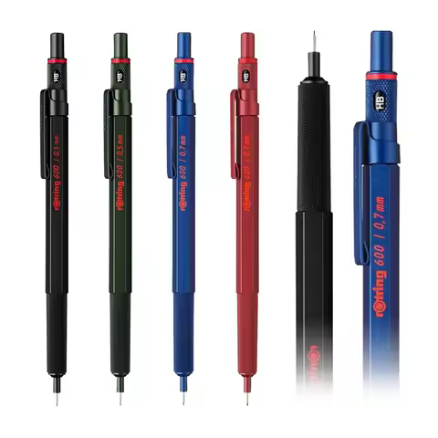 Rotring 600 Drawing Mechanical Pencils 0.5mm 0.7mm Professional Sketching Pens Metallic Body Hexagon