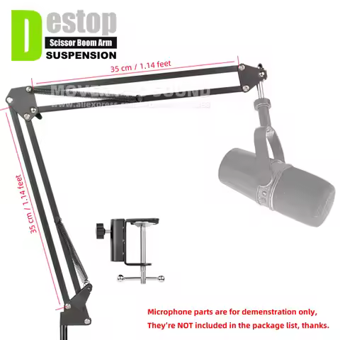 Desktop Suspension Mic Scissor Boom Arm Compatible With Shure MV7 MV 7 + MV7X MV7I Microphone Stand 